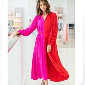 Crosby by Mollie Burch Leah Dress M Pleated Colorblock Midi Length *No Belt